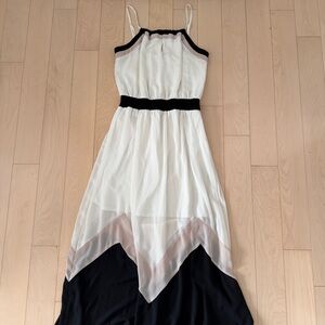 White and Black Spaghetti Strap Maxi Dress